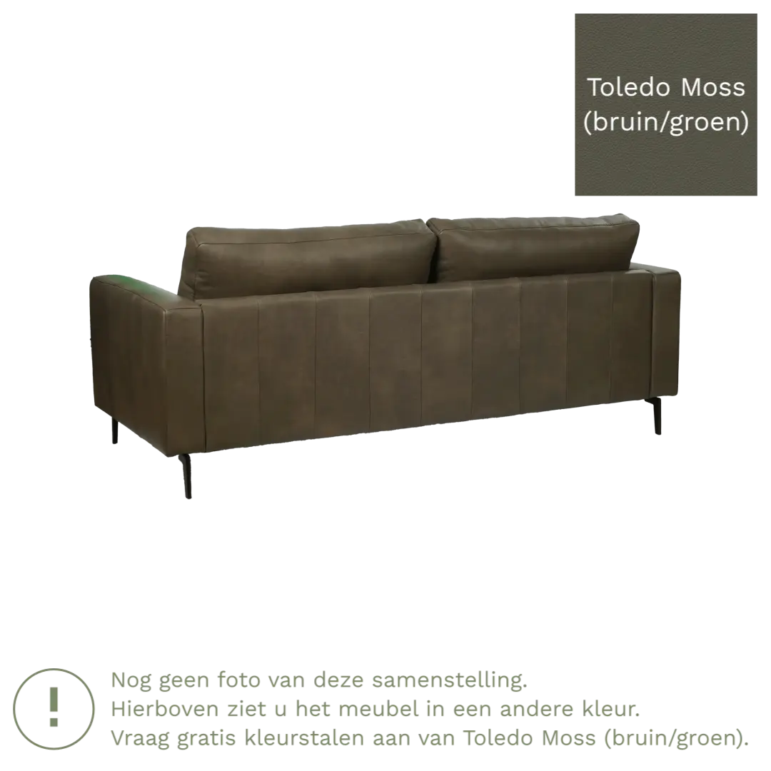 afbeelding van Leren bank Match - 3,5 zits - Toledo Moss (bruin/groen) - Poten staal zwart