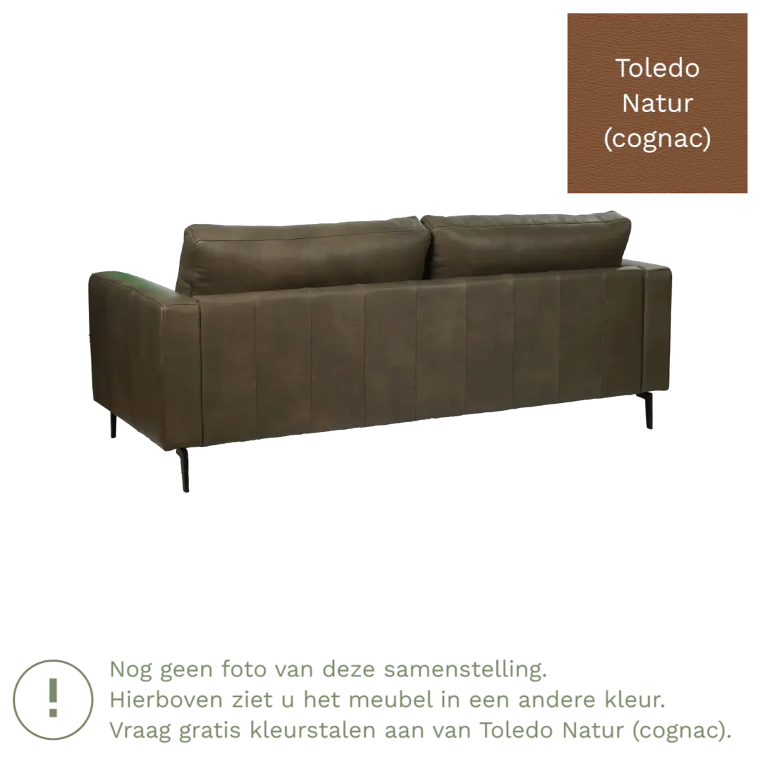 afbeelding van Leren bank Match - 3,5 zits - Toledo Natur (cognac) - Poten staal zwart