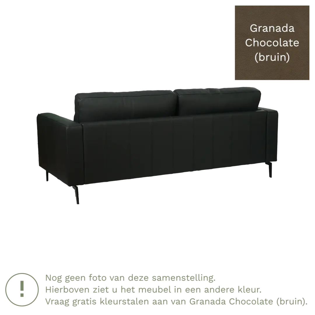 afbeelding van Leren bank Match - 3 zits - Granada Chocolate (bruin) - Poten staal zwart