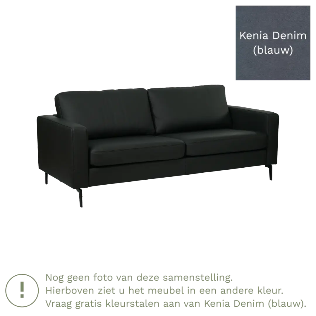 afbeelding van Leren bank Match - 3 zits - Kenia Denim (blauw) - Poten staal zwart