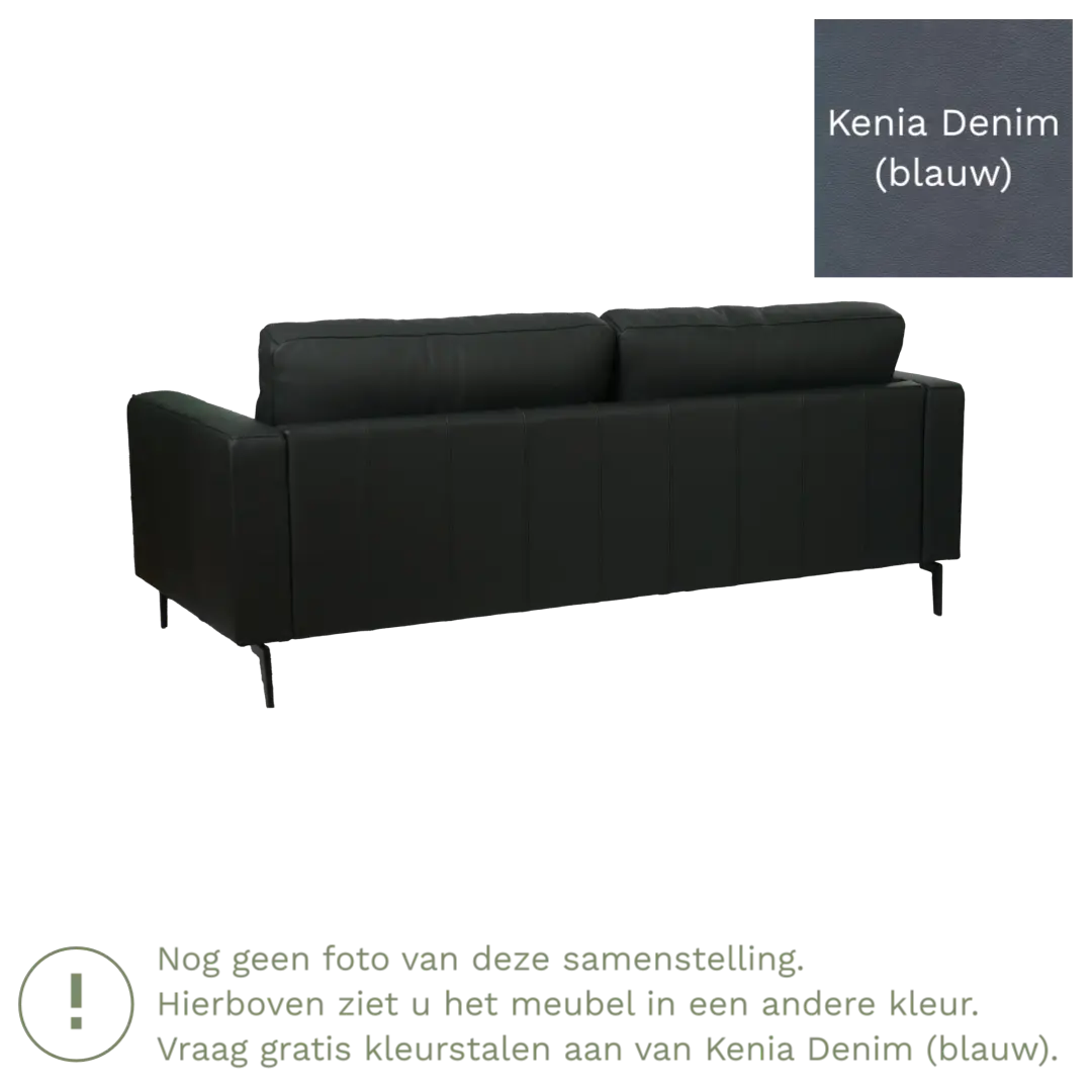 afbeelding van Leren bank Match - 3 zits - Kenia Denim (blauw) - Poten staal zwart