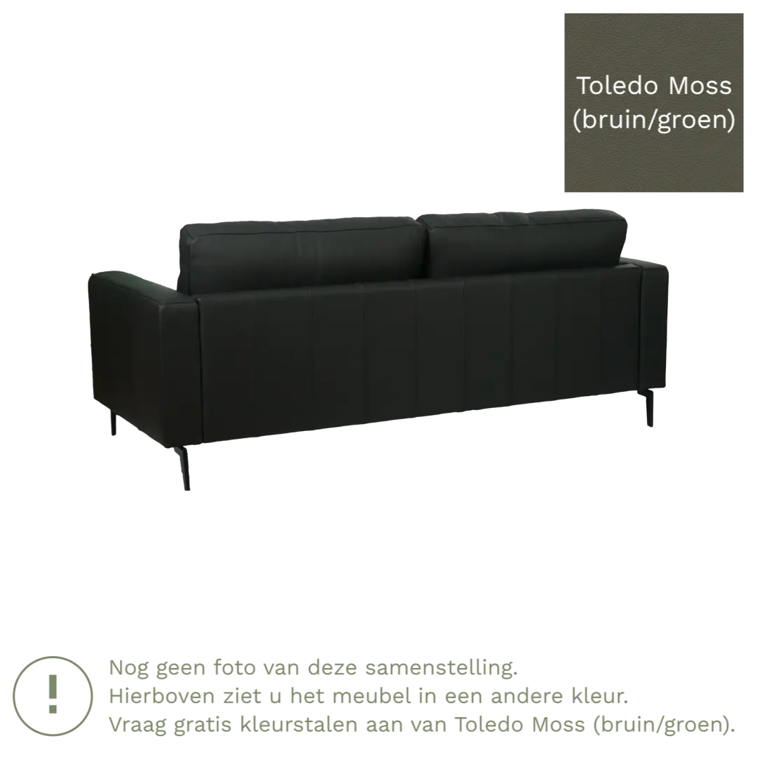 afbeelding van Leren bank Match - 3 zits - Toledo Moss (bruin/groen) - Poten staal zwart