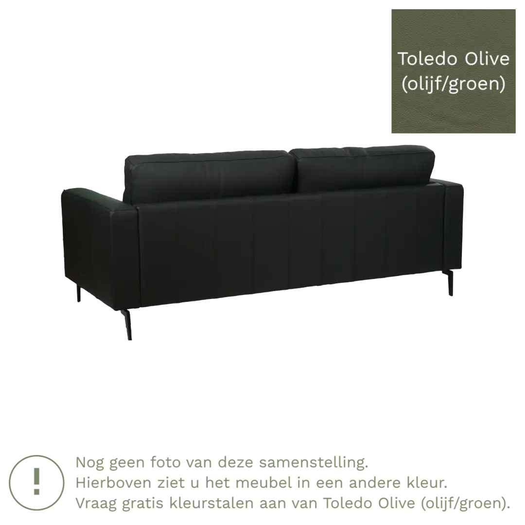 afbeelding van Leren bank Match - 3 zits - Toledo Olive (olijf/goen) - Poten staal zwart