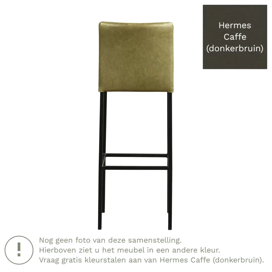 afbeelding van Leren barkruk Break hoog - Hermes Caffe (donkerbruin) - Poten staal vierkant RVS