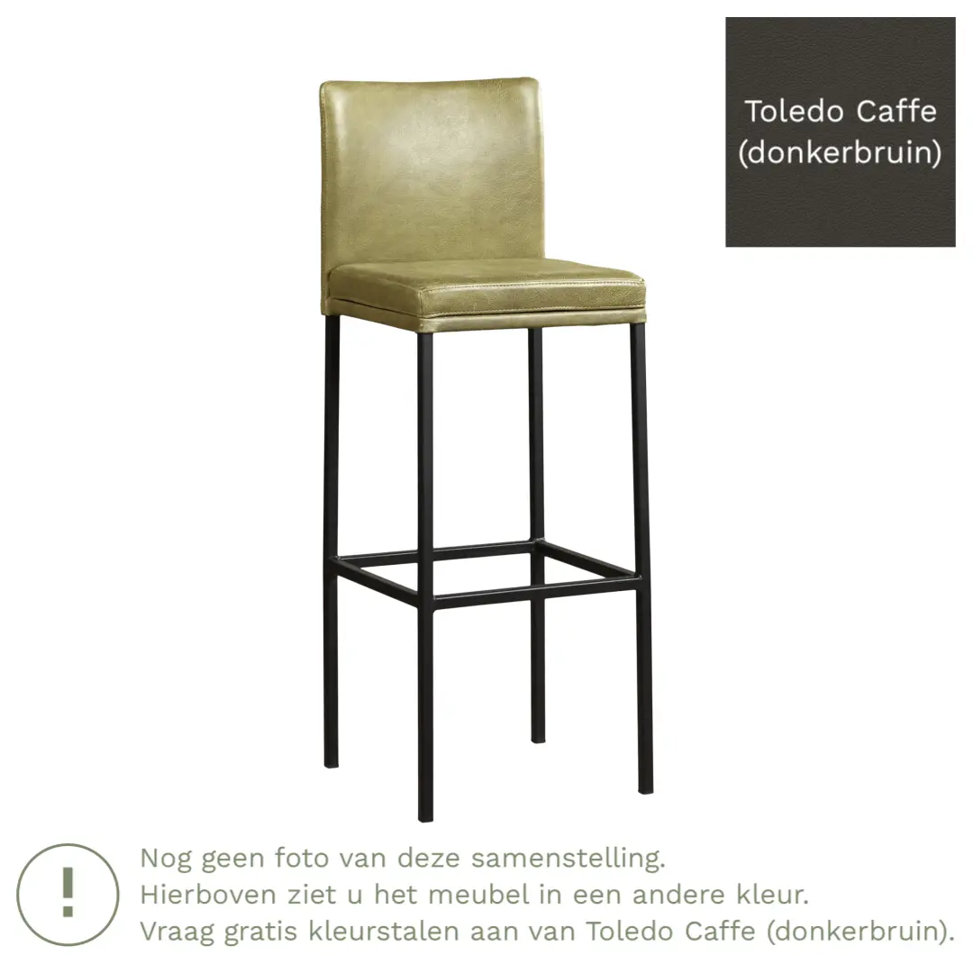 afbeelding van Leren barkruk Break hoog - Toledo Caffe (donkerbruin) - Poten staal vierkant RVS