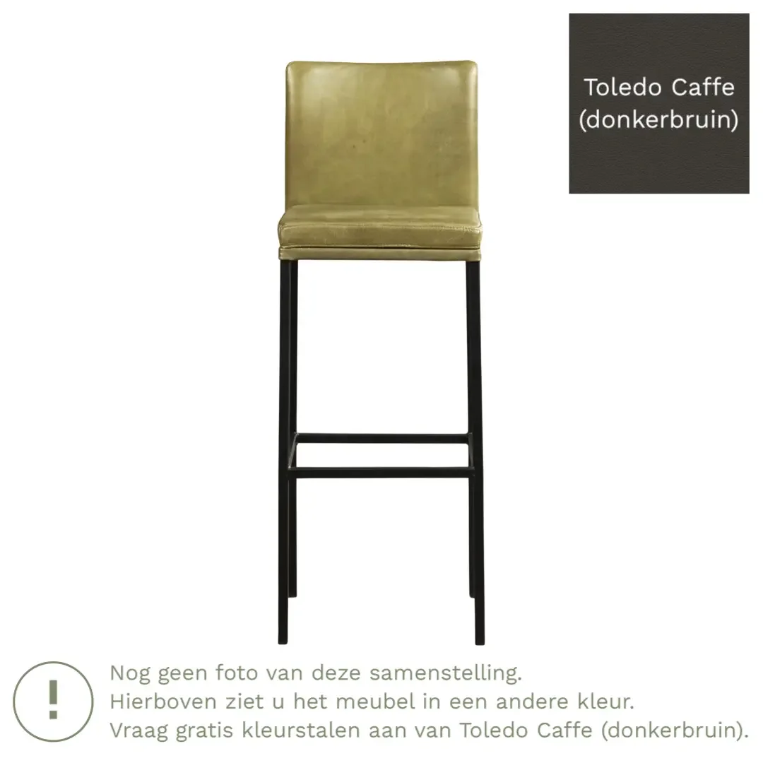 afbeelding van Leren barkruk Break hoog - Toledo Caffe (donkerbruin) - Poten staal vierkant RVS