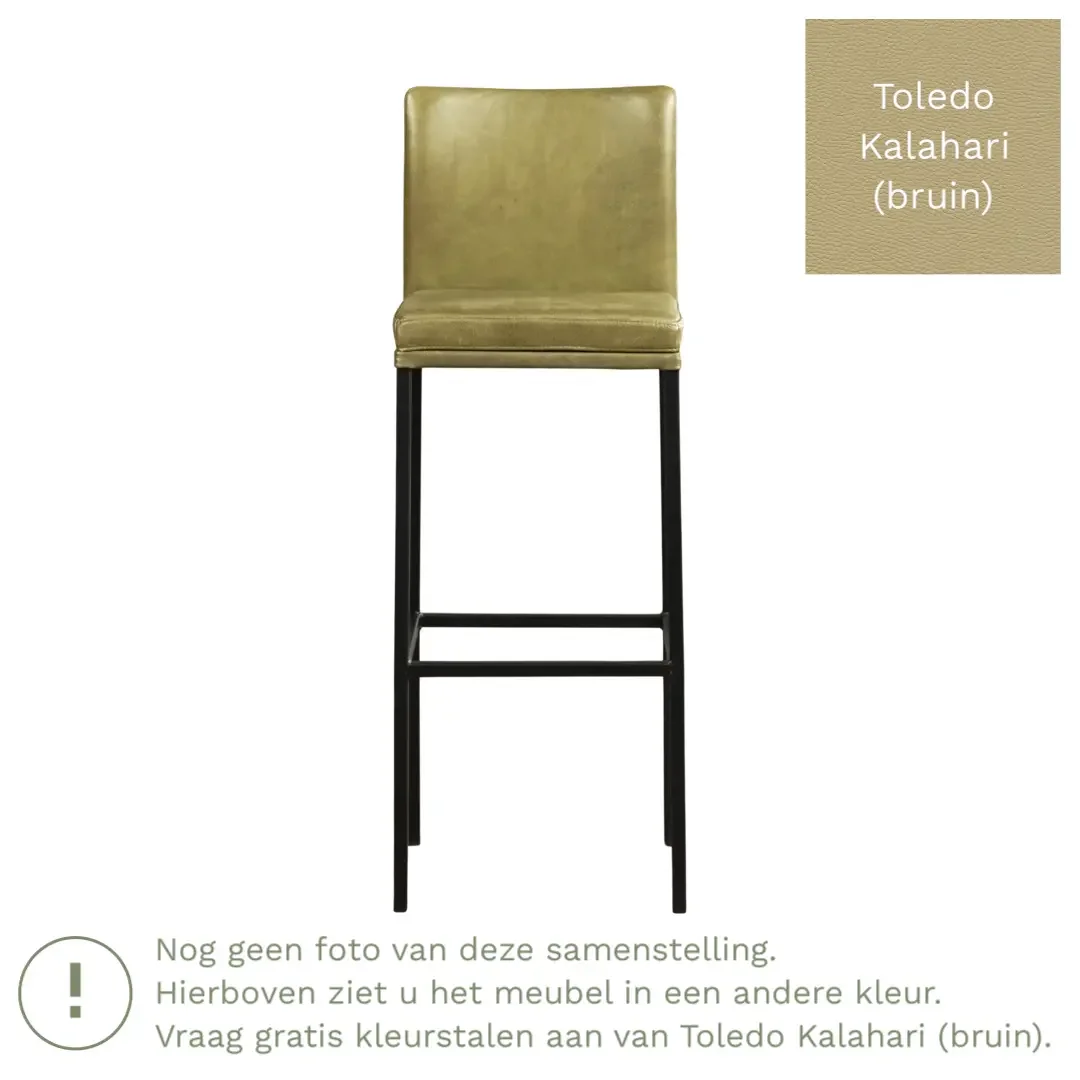 afbeelding van Leren barkruk Break hoog - Toledo Kalahari (bruin) - Poten staal vierkant zwart