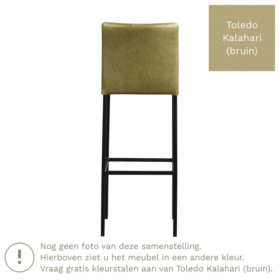 afbeelding van Leren barkruk Break hoog - Toledo Kalahari (bruin) - Poten staal vierkant zwart