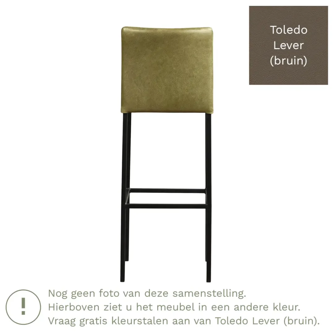 afbeelding van Leren barkruk Break hoog - Toledo Lever (bruin) - Poten staal vierkant zwart