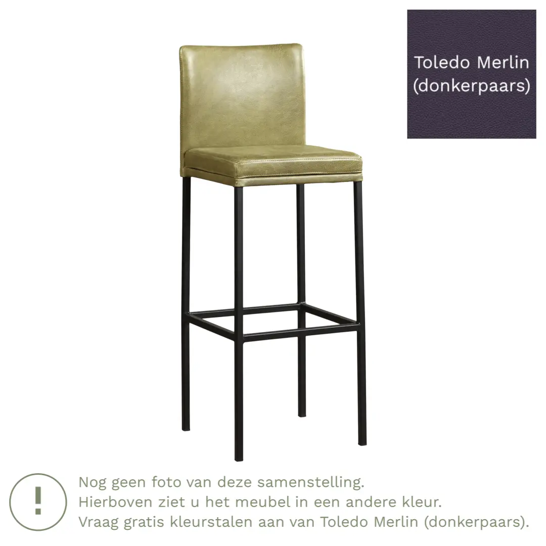 afbeelding van Leren barkruk Break hoog - Toledo Merlin (donkerpaars) - Poten staal vierkant zwart