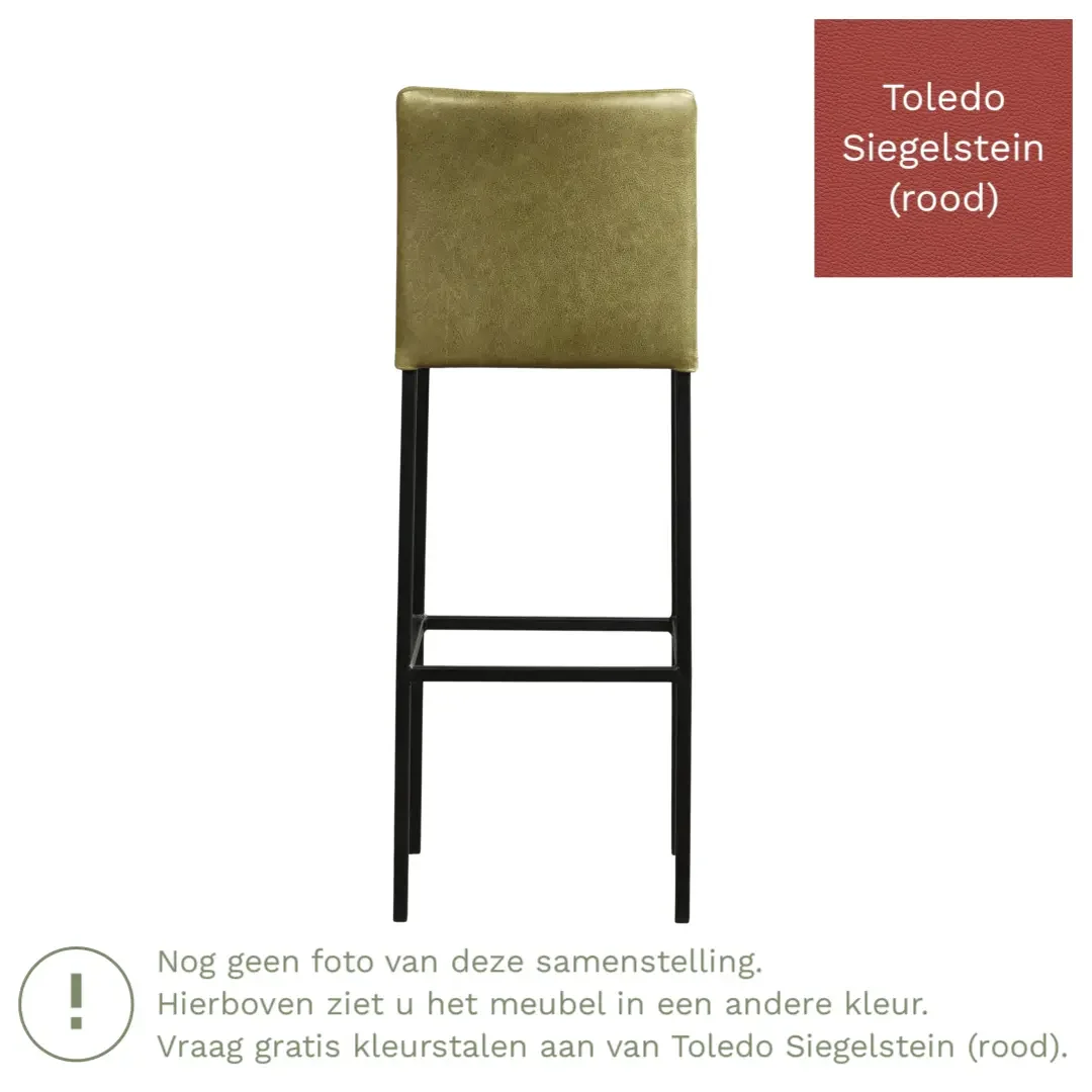 afbeelding van Leren barkruk Break hoog - Toledo Siegelstein (rood) - Poten staal vierkant zwart