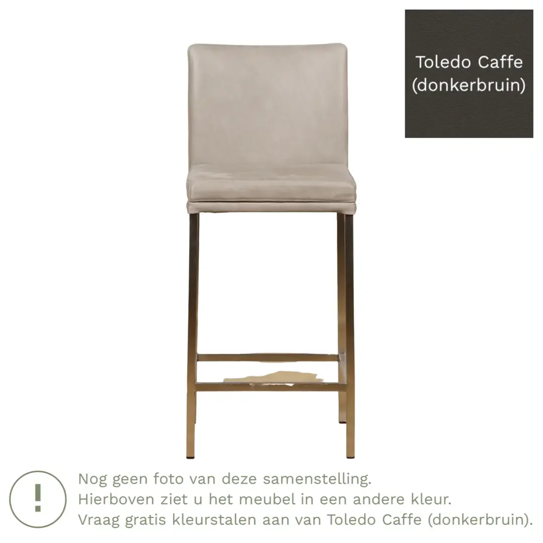 afbeelding van Leren barkruk Break laag - Toledo Caffe (donkerbruin) - Poten staal vierkant zwart