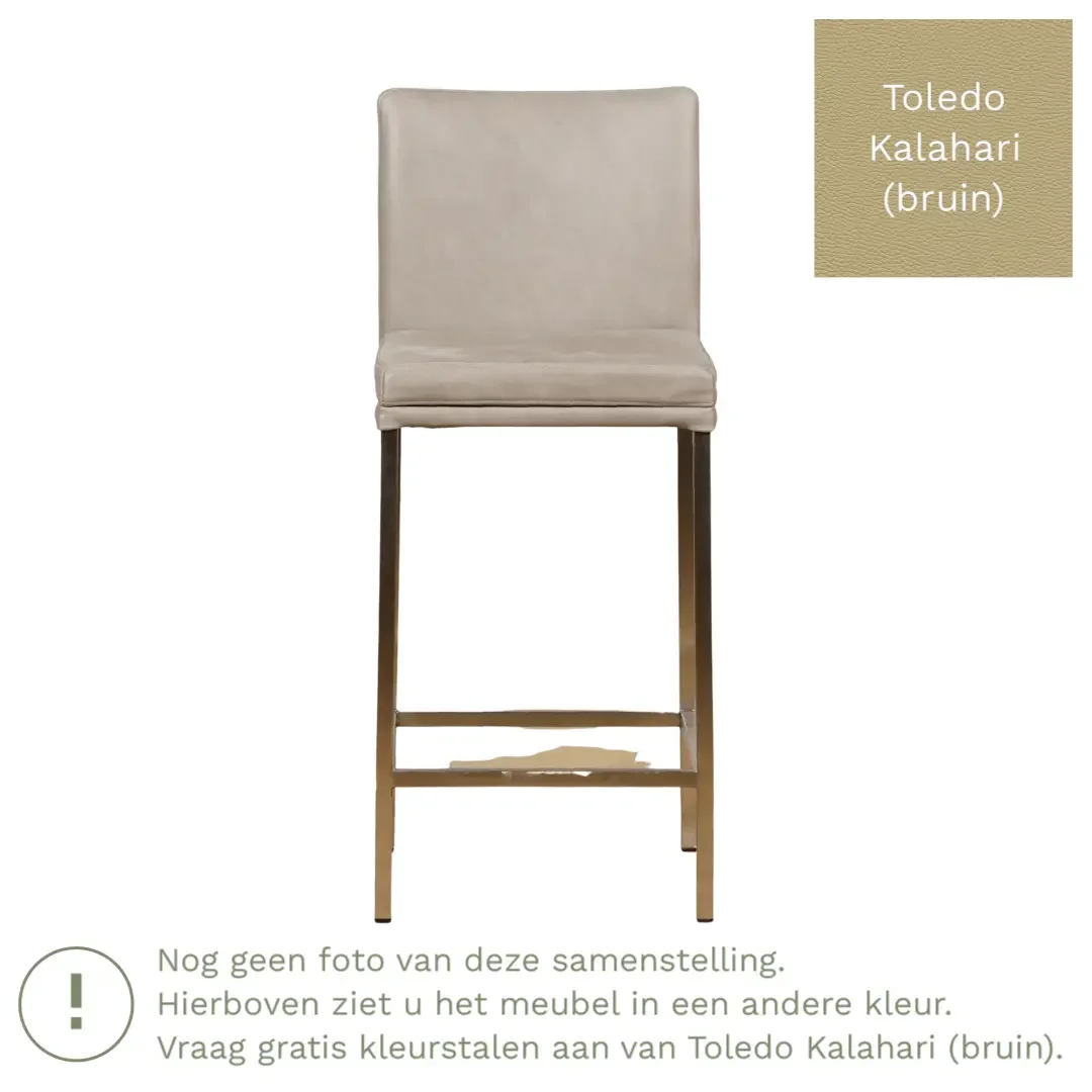 afbeelding van Leren barkruk Break laag - Toledo Kalahari (bruin) - Poten staal vierkant zwart