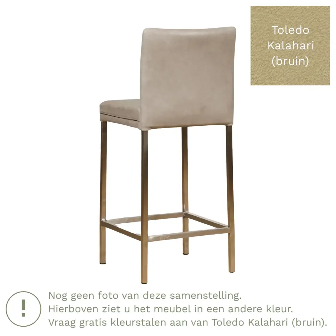 afbeelding van Leren barkruk Break laag - Toledo Kalahari (bruin) - Poten staal vierkant zwart