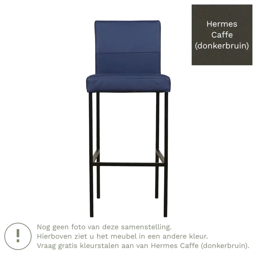 afbeelding van Leren barkruk Bright hoog - Hermes Caffe (donkerbruin) - Poten staal vierkant zwart