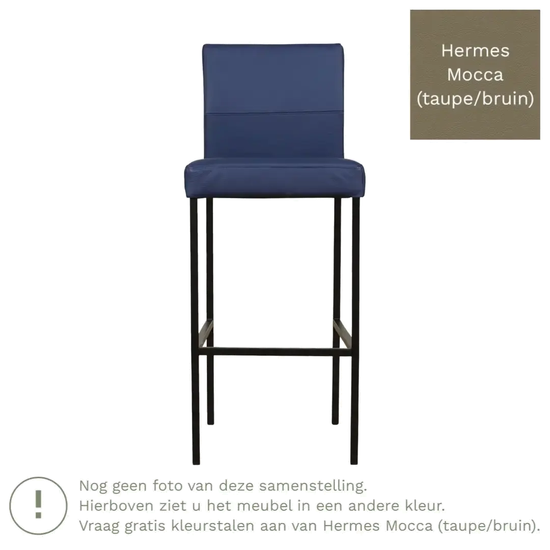 afbeelding van Leren barkruk Bright hoog - Hermes Mocca (taupe/bruin) - Poten staal vierkant zwart
