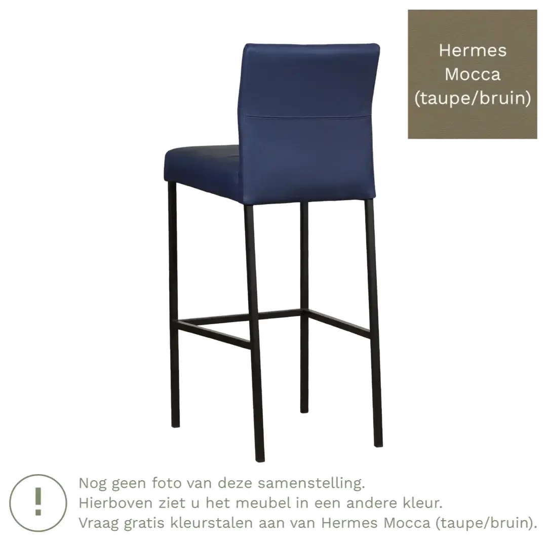 afbeelding van Leren barkruk Bright hoog - Hermes Mocca (taupe/bruin) - Poten staal vierkant zwart