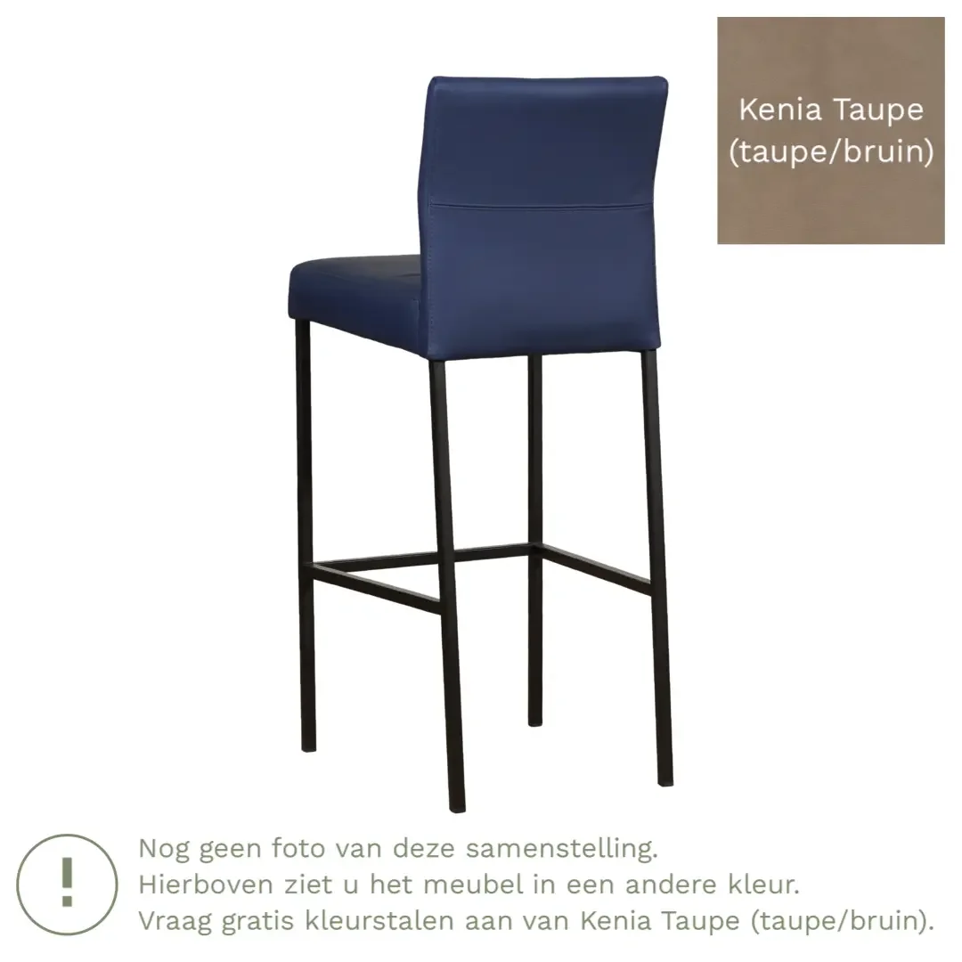 afbeelding van Leren barkruk Bright hoog - Kenia Taupe (taupe/bruin) - Poten staal vierkant RVS