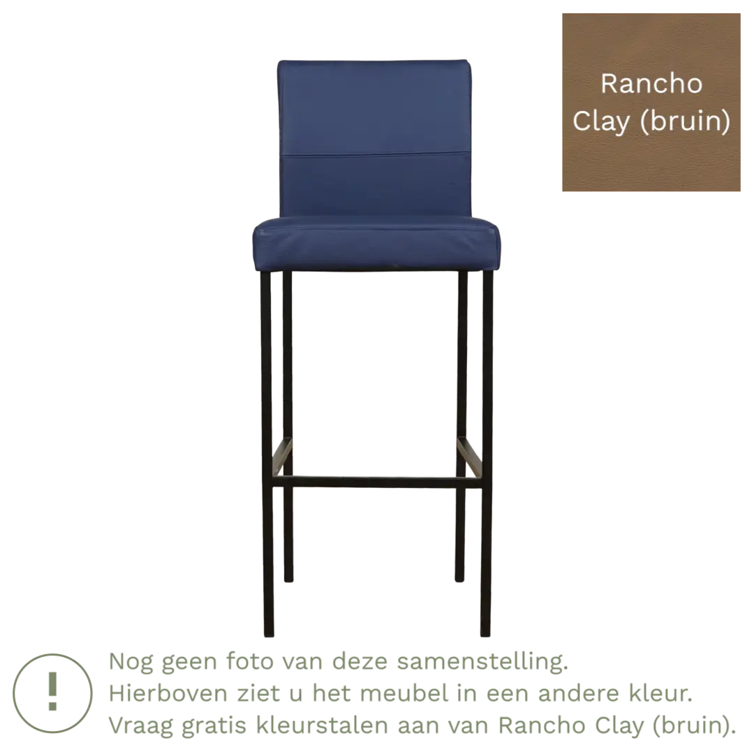 afbeelding van Leren barkruk Bright hoog - Rancho Clay (bruin) - Poten staal vierkant RVS