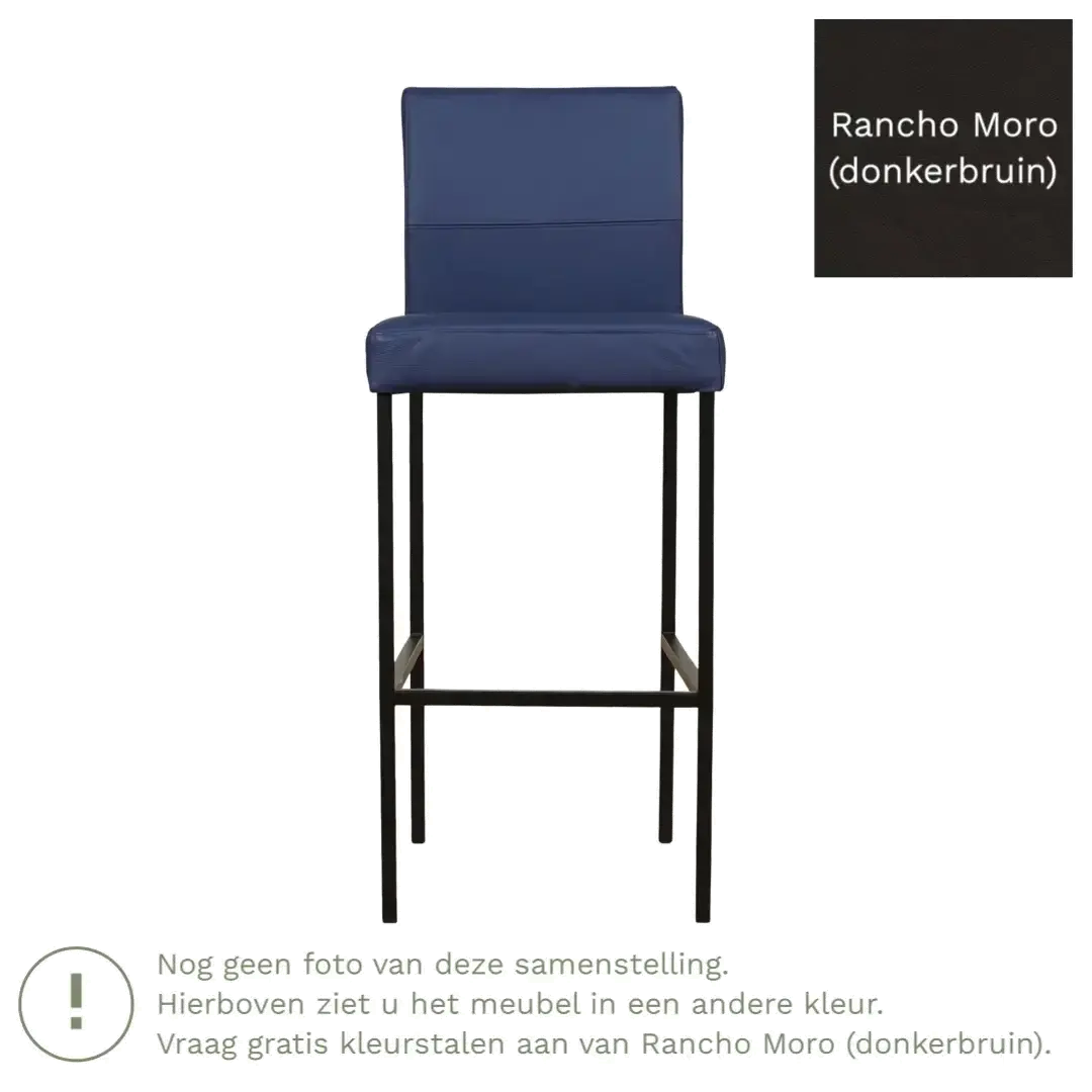 afbeelding van Leren barkruk Bright hoog - Rancho Moro (donkerbruin) - Poten staal vierkant RVS
