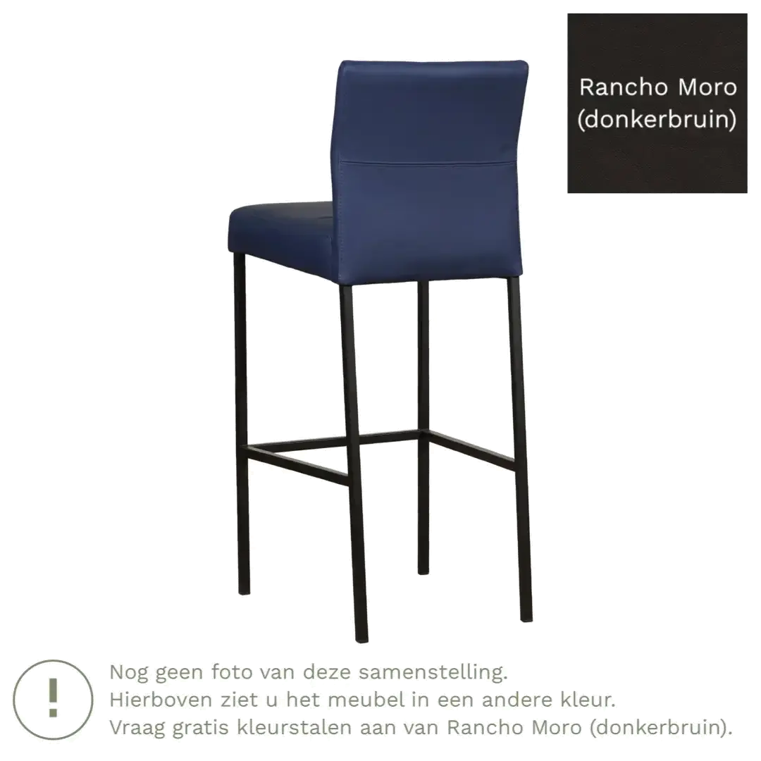 afbeelding van Leren barkruk Bright hoog - Rancho Moro (donkerbruin) - Poten staal vierkant RVS