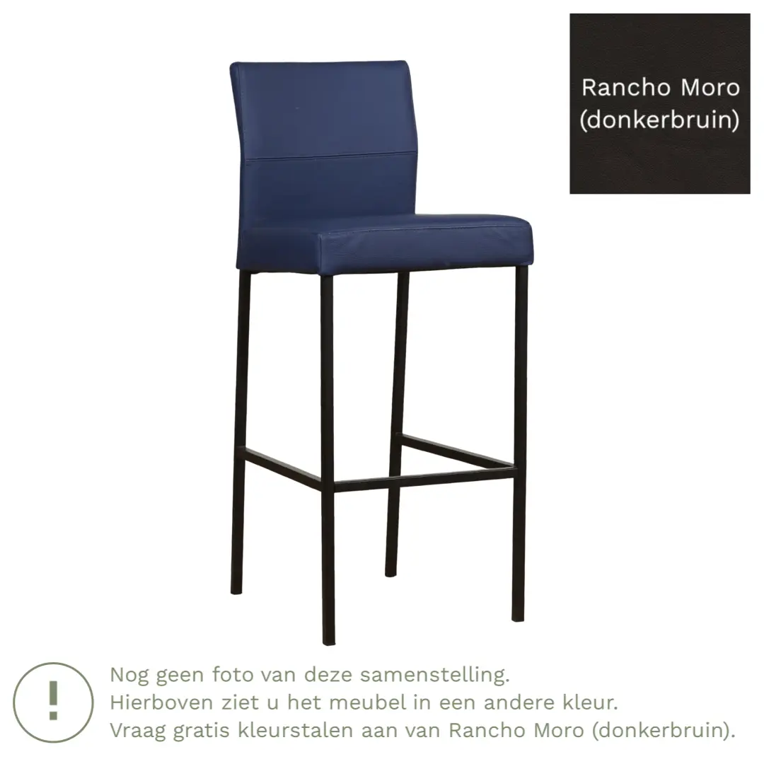 afbeelding van Leren barkruk Bright hoog - Rancho Moro (donkerbruin) - Poten staal vierkant zwart