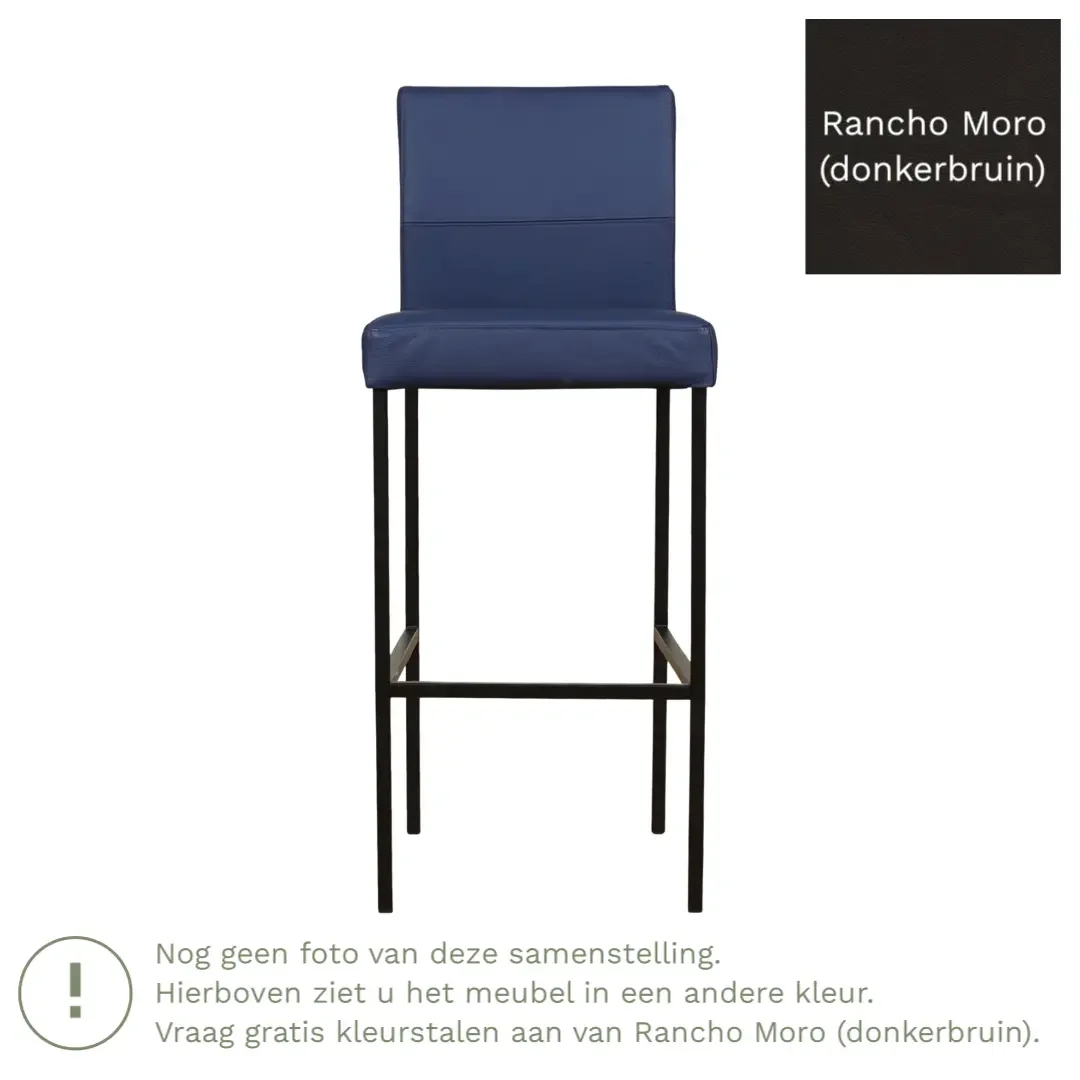 afbeelding van Leren barkruk Bright hoog - Rancho Moro (donkerbruin) - Poten staal vierkant zwart
