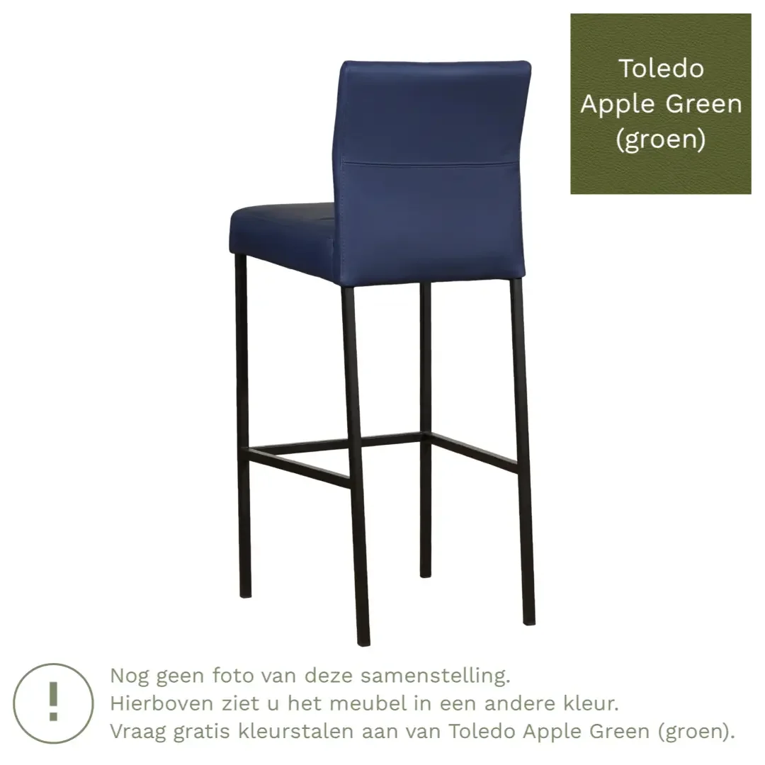 afbeelding van Leren barkruk Bright hoog - Toledo Apple Green (groen) - Poten staal vierkant zwart