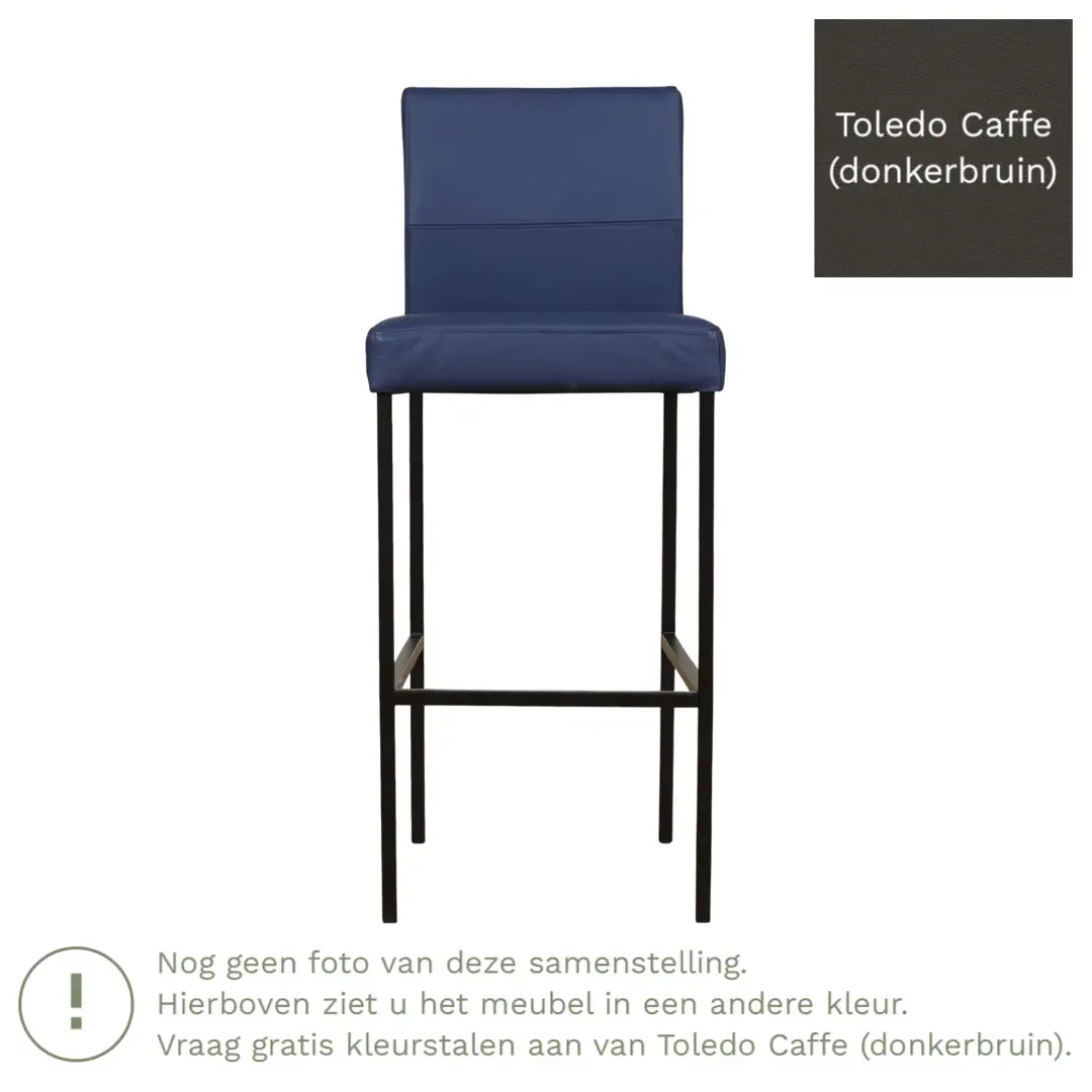 afbeelding van Leren barkruk Bright hoog - Toledo Caffe (donkerbruin) - Poten staal vierkant zwart