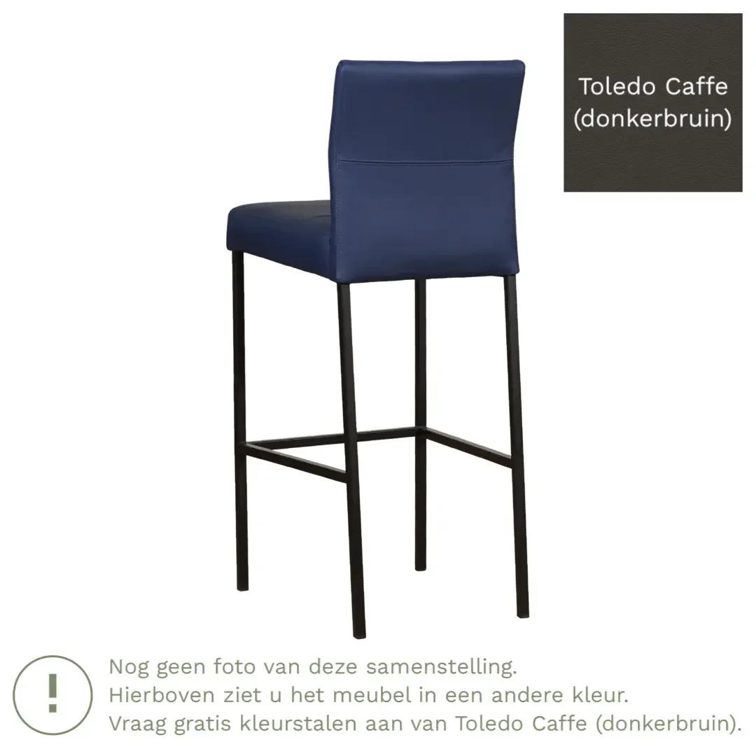 afbeelding van Leren barkruk Bright hoog - Toledo Caffe (donkerbruin) - Poten staal vierkant zwart