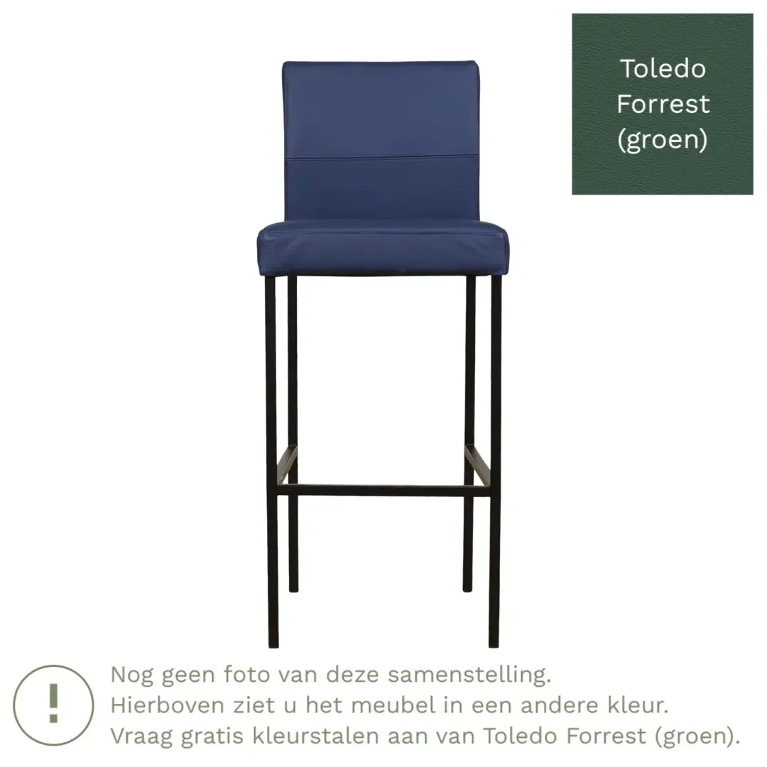 afbeelding van Leren barkruk Bright hoog - Toledo Forrest (groen) - Poten staal vierkant zwart