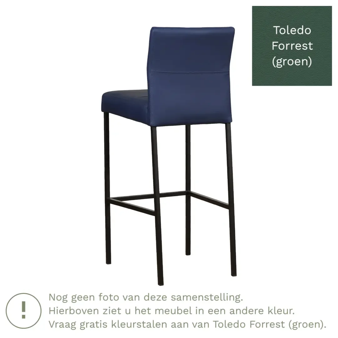 afbeelding van Leren barkruk Bright hoog - Toledo Forrest (groen) - Poten staal vierkant zwart