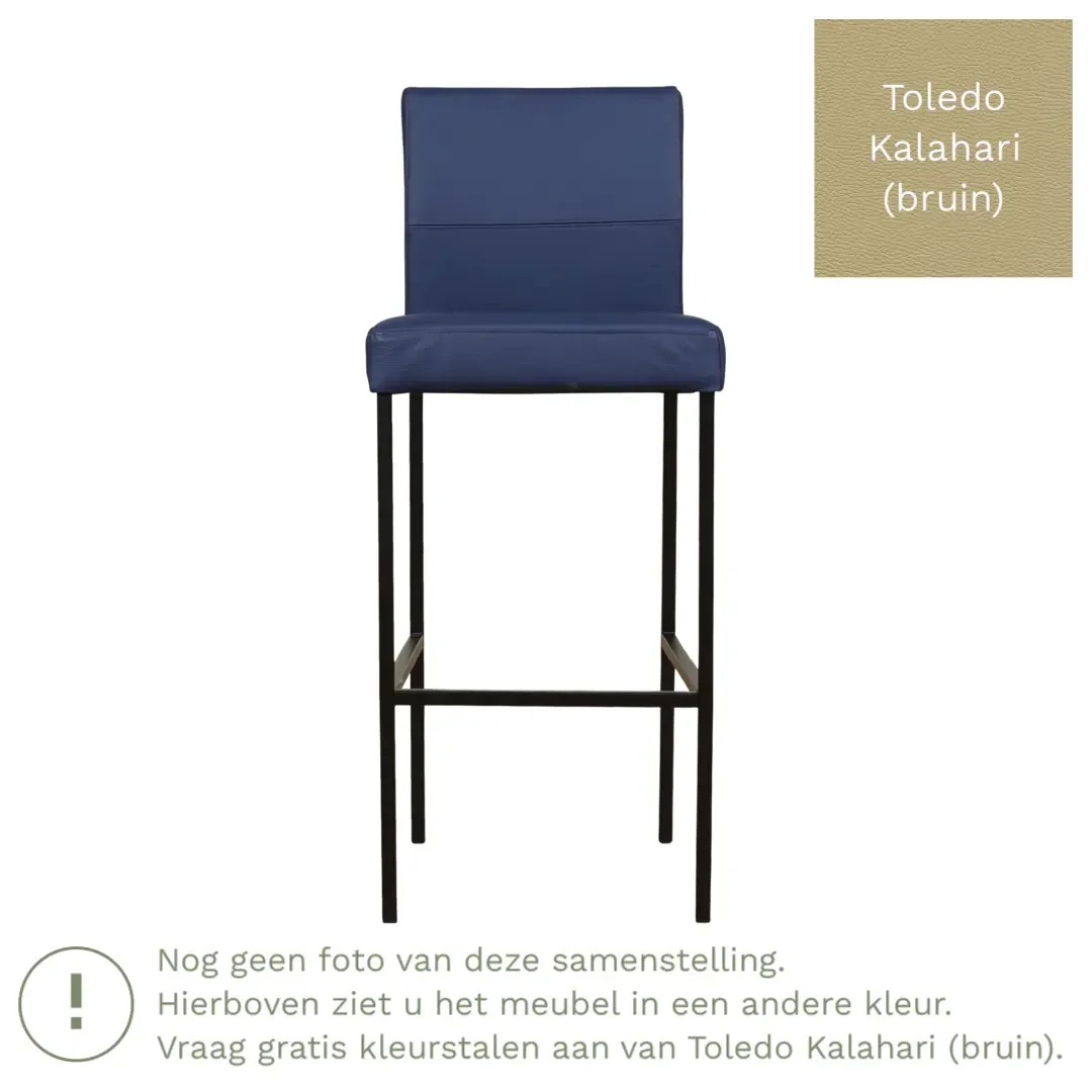 afbeelding van Leren barkruk Bright hoog - Toledo Kalahari (bruin) - Poten staal vierkant RVS