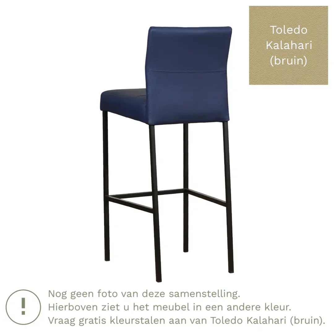 afbeelding van Leren barkruk Bright hoog - Toledo Kalahari (bruin) - Poten staal vierkant RVS