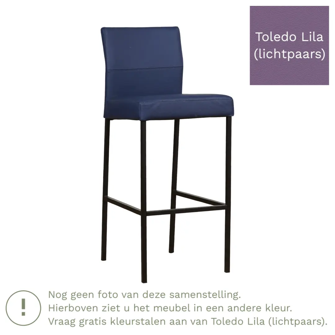 afbeelding van Leren barkruk Bright hoog - Toledo Lila (lichtpaars) - Poten staal vierkant RVS