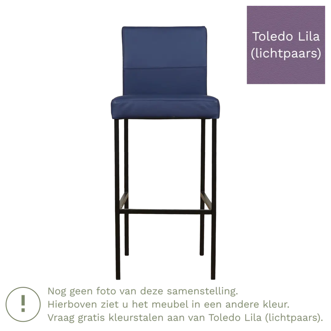 afbeelding van Leren barkruk Bright hoog - Toledo Lila (lichtpaars) - Poten staal vierkant RVS
