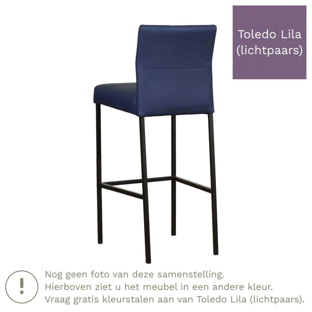 afbeelding van Leren barkruk Bright hoog - Toledo Lila (lichtpaars) - Poten staal vierkant RVS