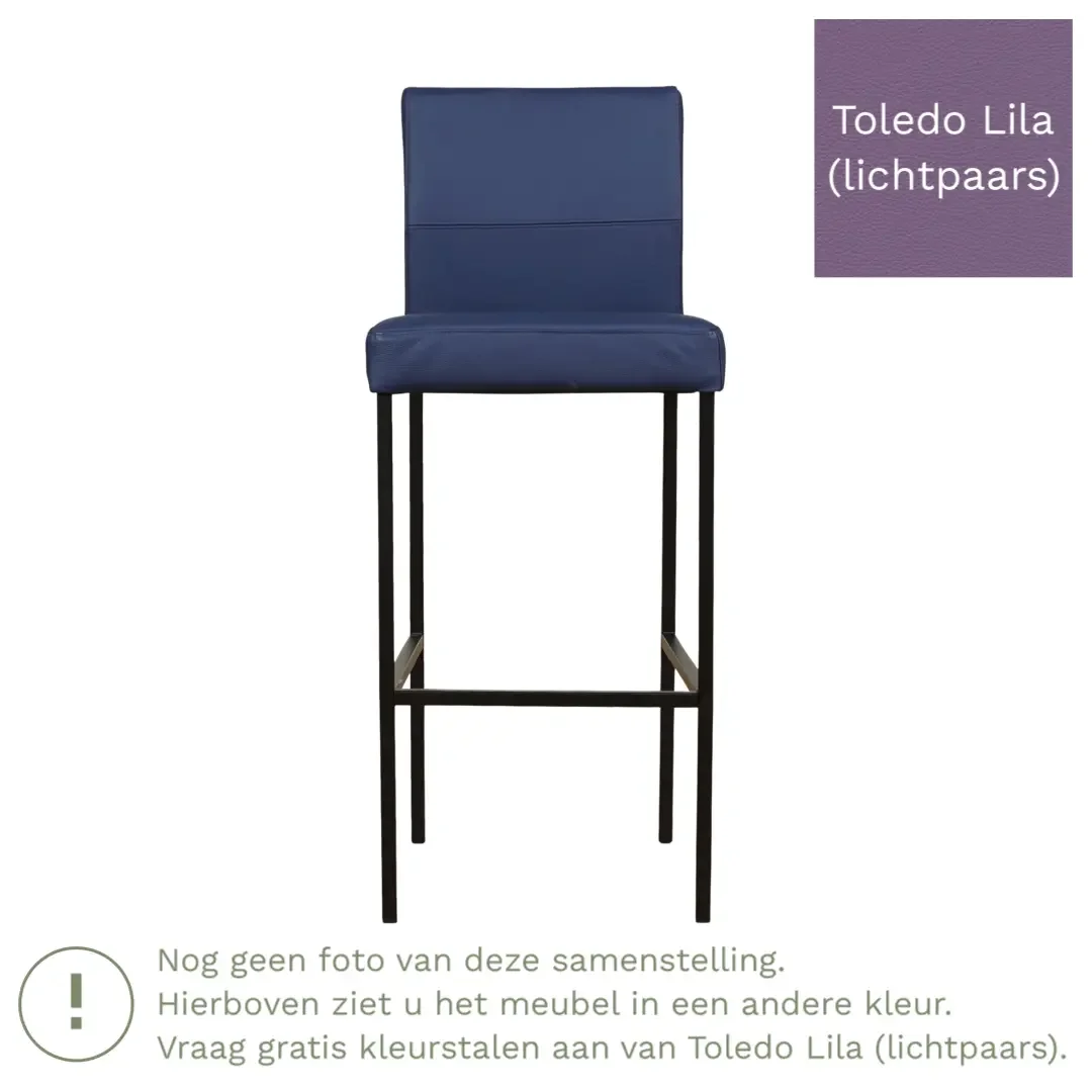 afbeelding van Leren barkruk Bright hoog - Toledo Lila (lichtpaars) - Poten staal vierkant zwart