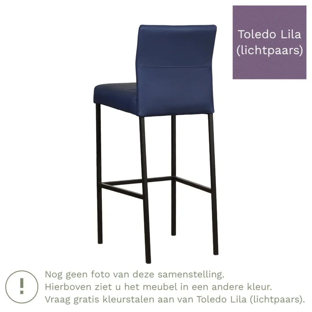 afbeelding van Leren barkruk Bright hoog - Toledo Lila (lichtpaars) - Poten staal vierkant zwart