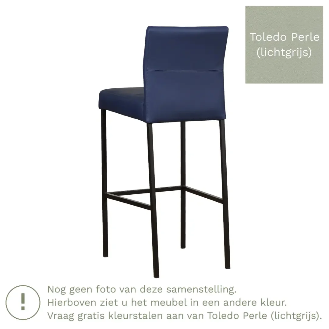 afbeelding van Leren barkruk Bright hoog - Toledo Perle (lichtgrijs) - Poten staal vierkant zwart