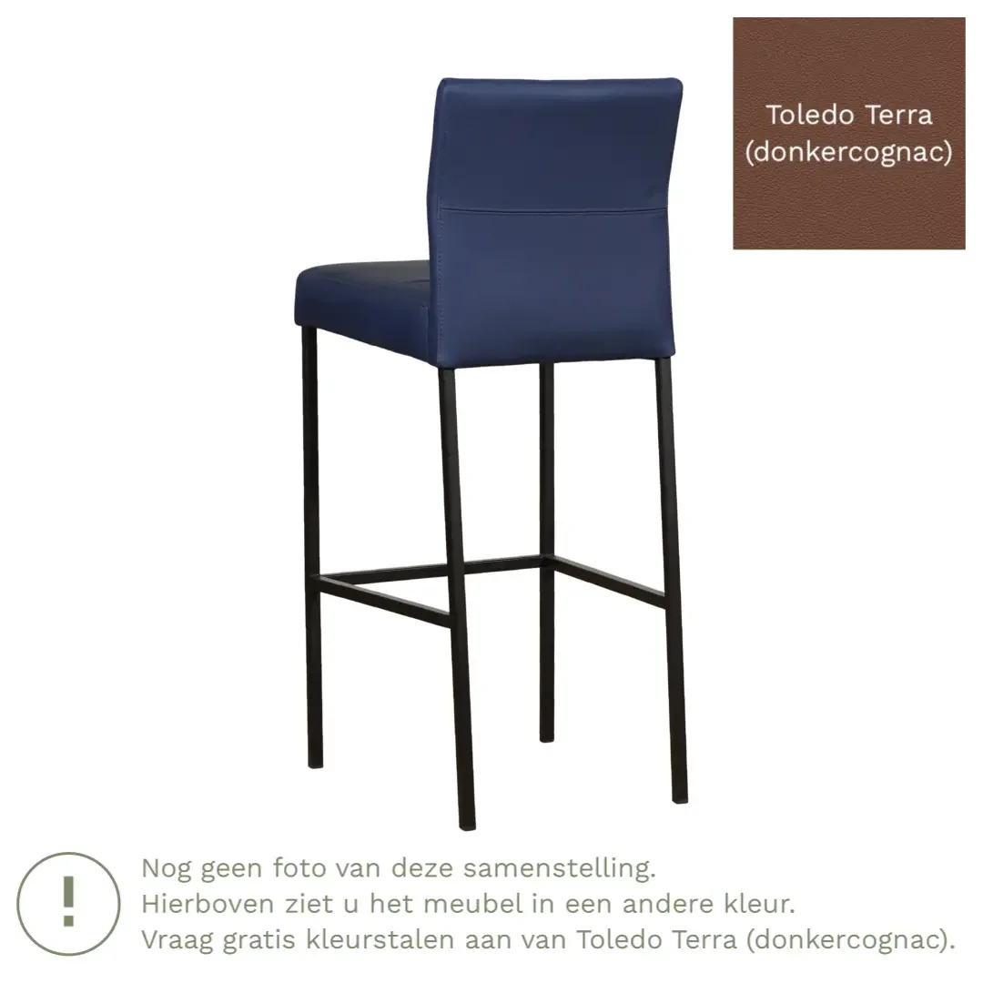 afbeelding van Leren barkruk Bright hoog - Toledo Terra (donkercognac) - Poten staal vierkant RVS