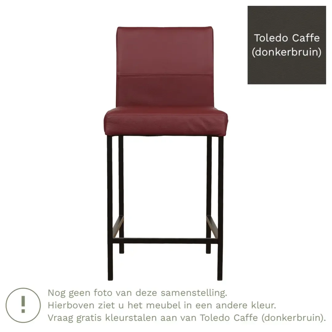 afbeelding van Leren barkruk Bright laag - Toledo Caffe (donkerbruin) - Poten staal vierkant zwart
