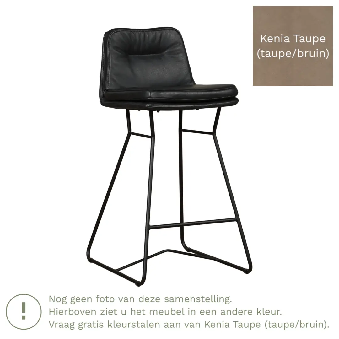 afbeelding van Leren barkruk Candy laag - Kenia Taupe (taupe/bruin)