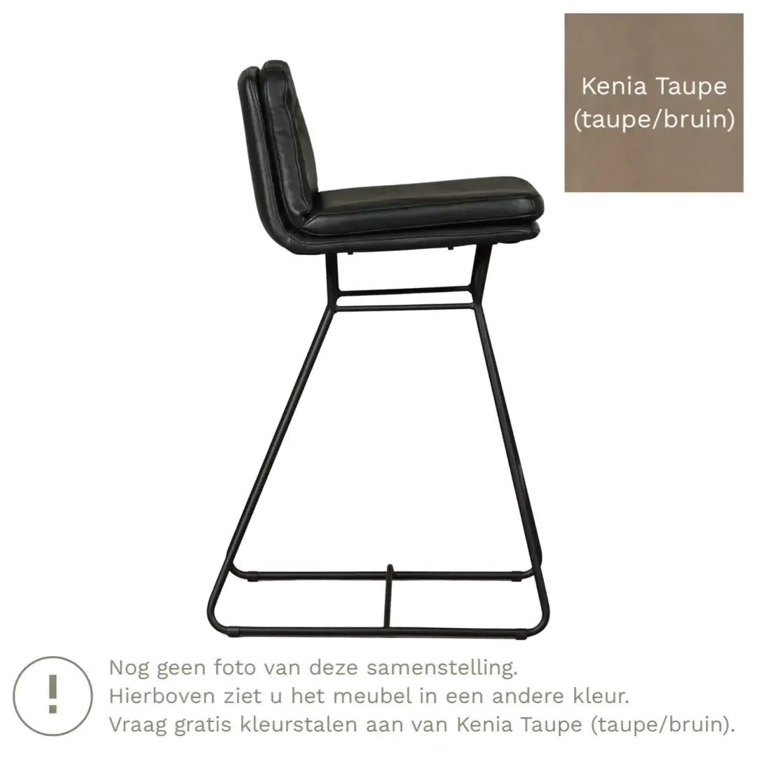 afbeelding van Leren barkruk Candy laag - Kenia Taupe (taupe/bruin)