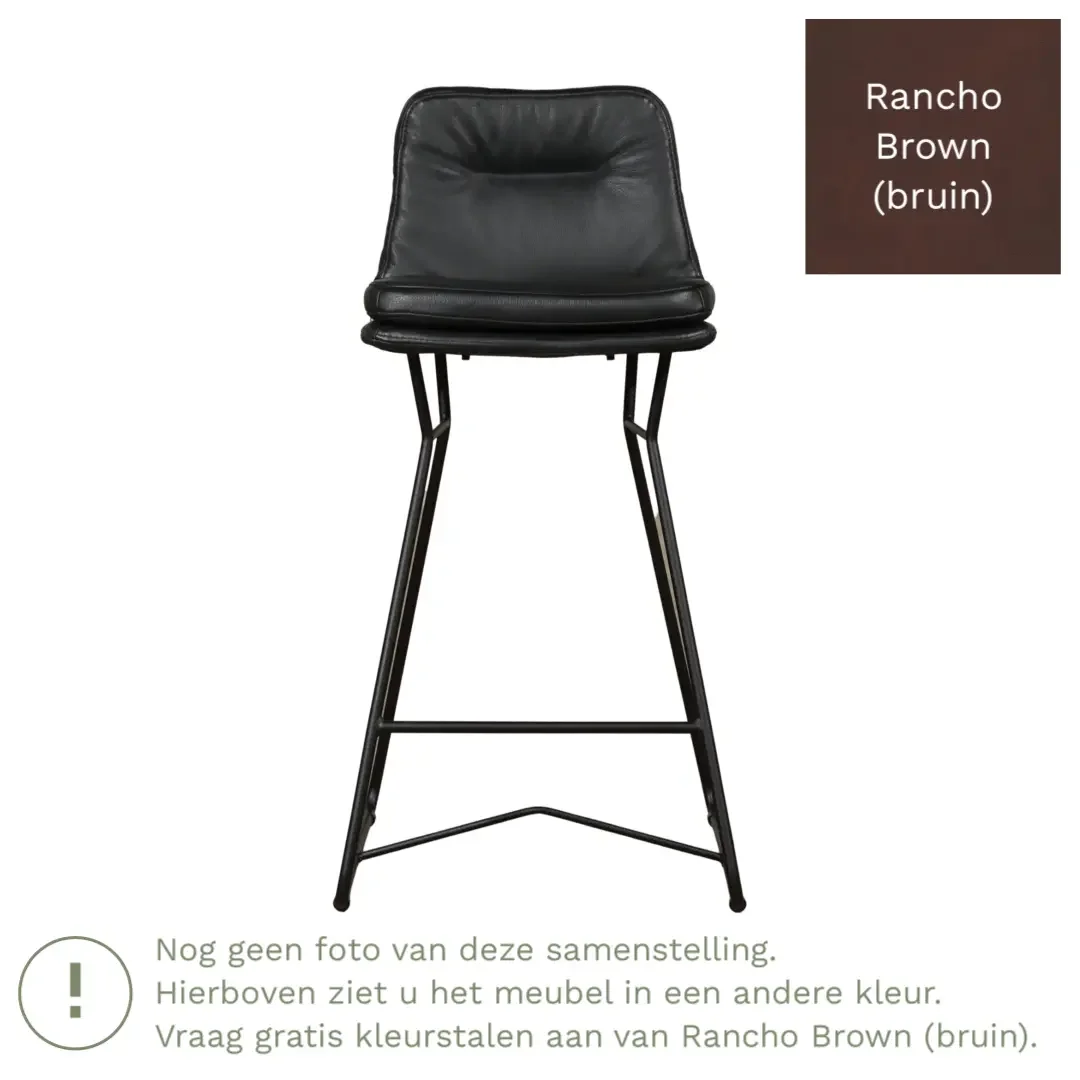afbeelding van Leren barkruk Candy laag - Rancho Brown (bruin)