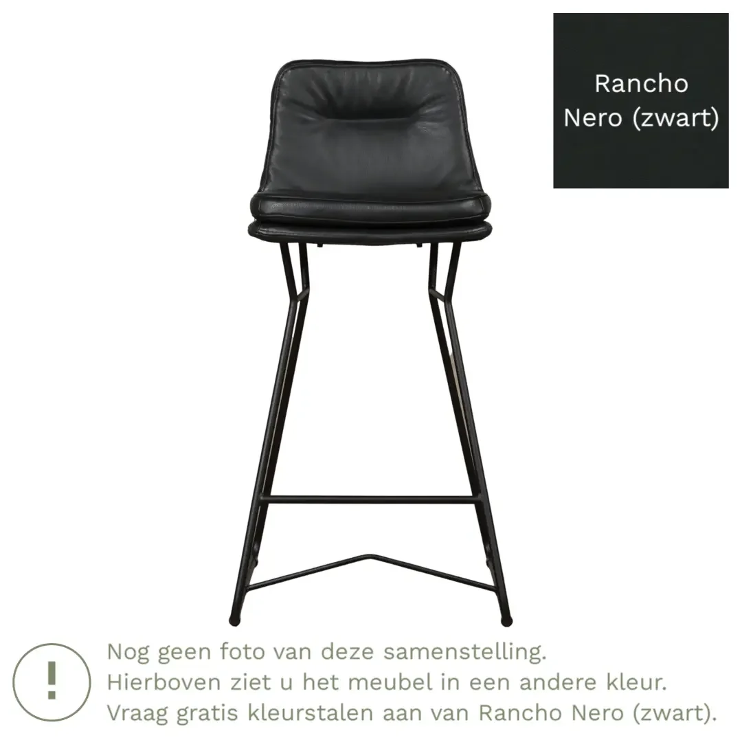 afbeelding van Leren barkruk Candy laag - Rancho Nero (zwart)
