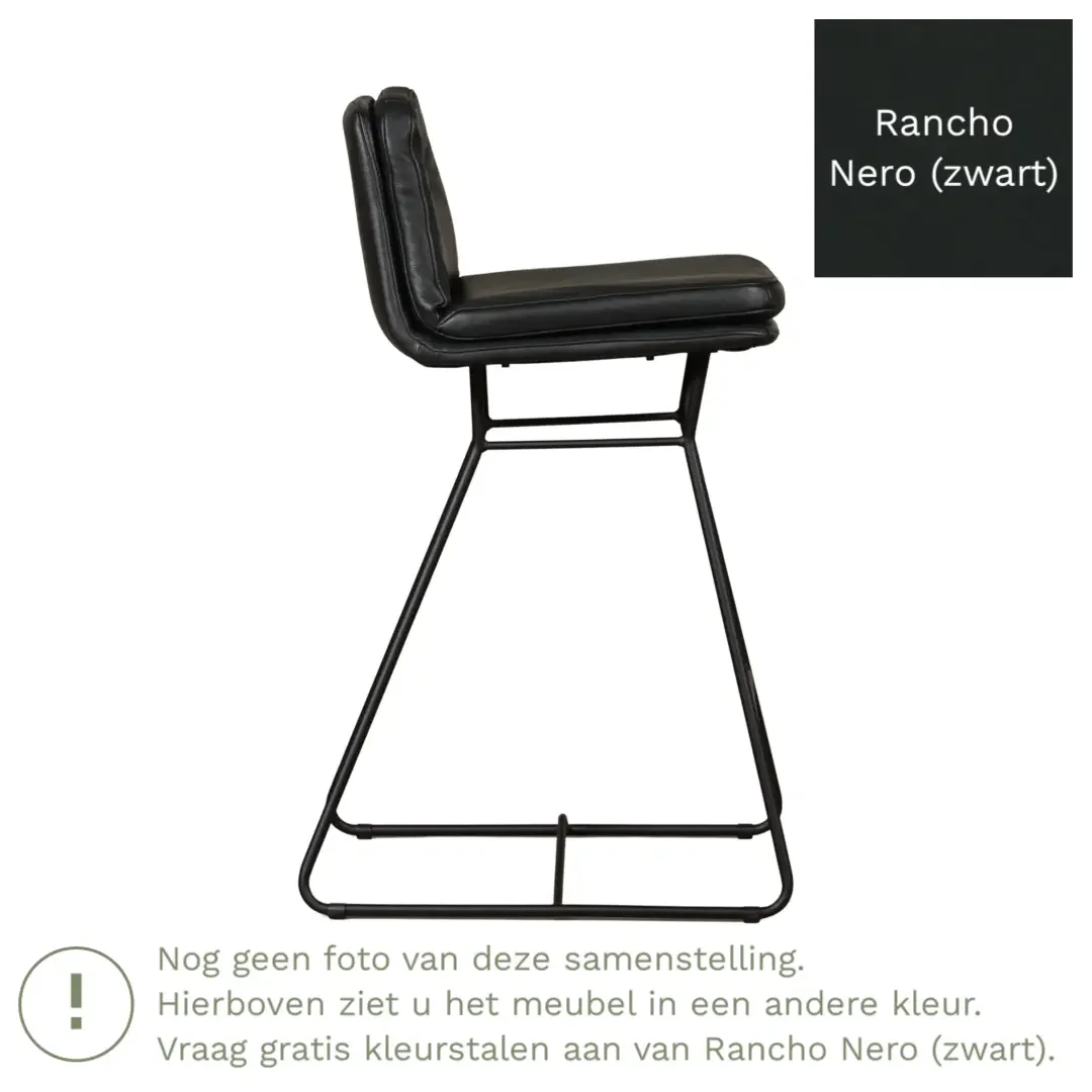 afbeelding van Leren barkruk Candy laag - Rancho Nero (zwart)