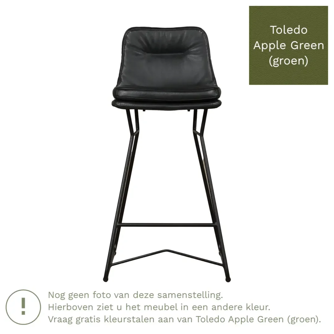 afbeelding van Leren barkruk Candy laag - Toledo Apple Green (groen)