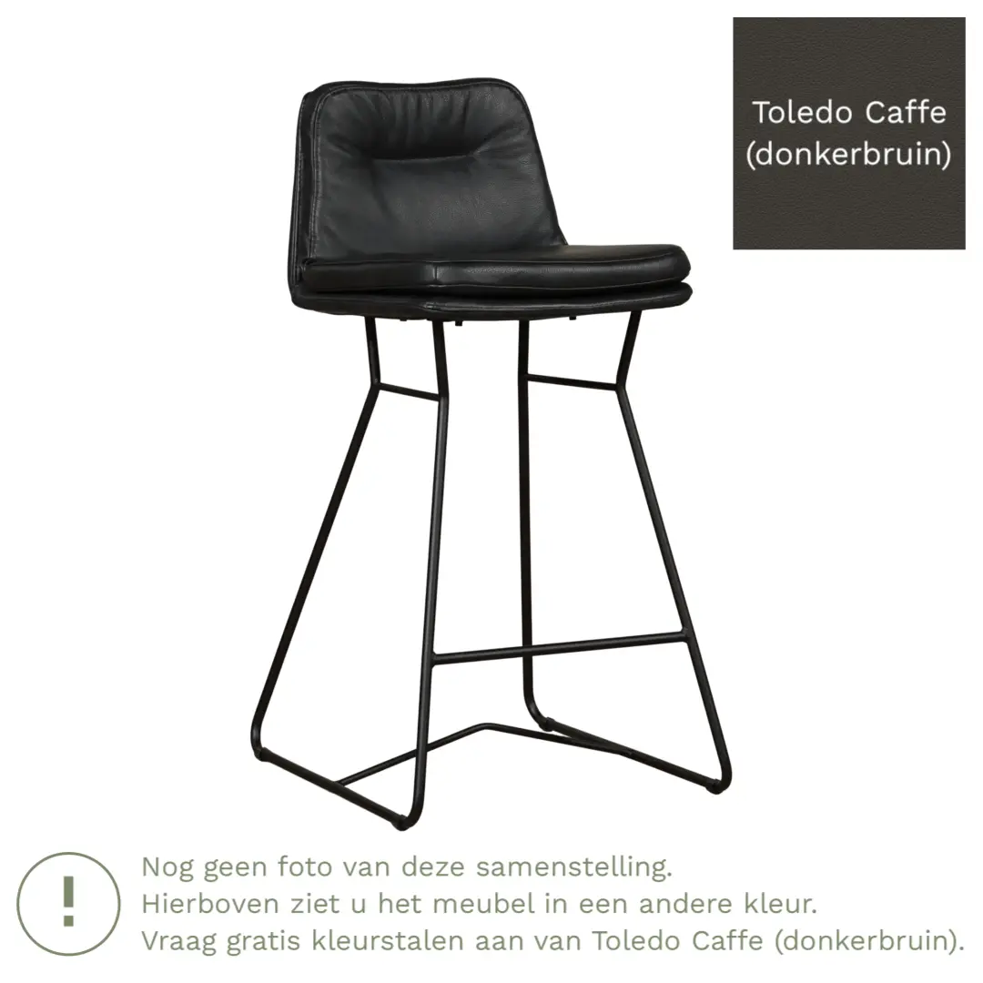 afbeelding van Leren barkruk Candy laag - Toledo Caffe (donkerbruin)