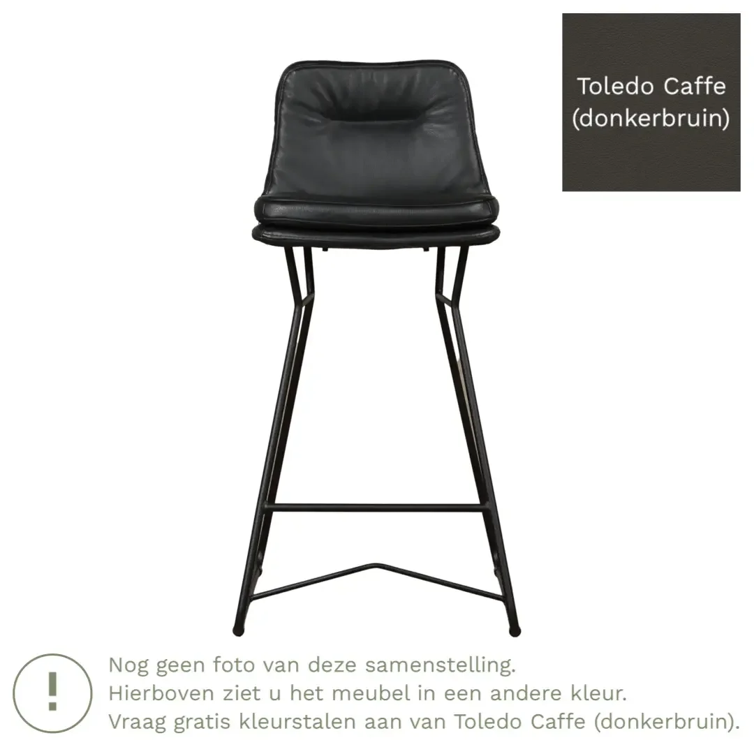 afbeelding van Leren barkruk Candy laag - Toledo Caffe (donkerbruin)